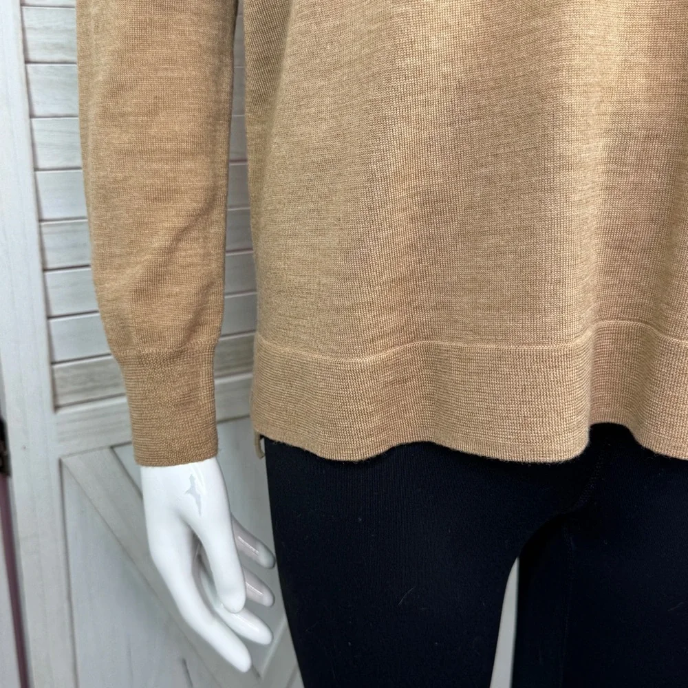 J. Crew Merino Wool V Neck Boyfriend‎ Sweater Carmel Tan XS